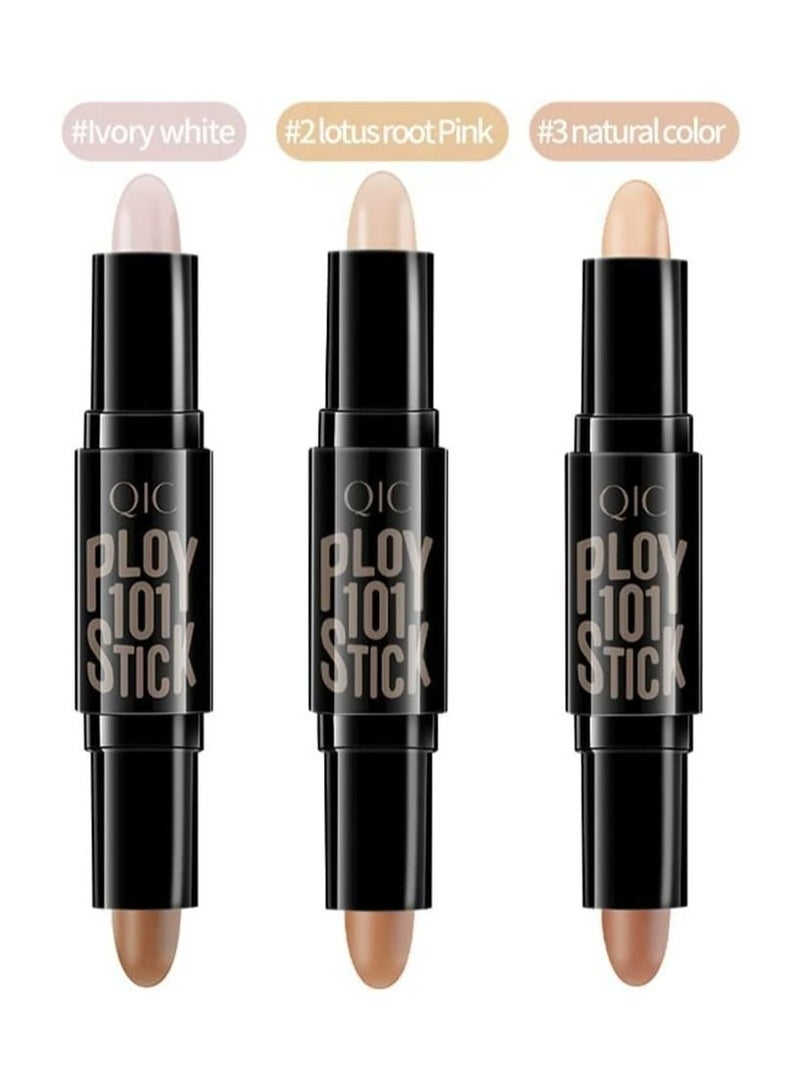 Highlight Contour Stick, 6 Colors 2 in 1 Dual-ended Makeup Shading Stick, Multi-Color Concealer Shadow Pen, 3D Body Face Brightens Shades Pencil, Contour Concealer Highlighter Stick (3 Pcs)