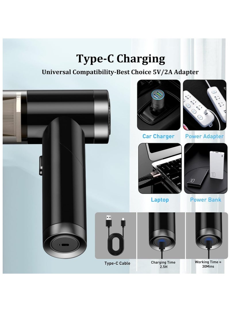 2 in 1 Cordless Handheld Vacuum Cleaner and Air Duster, 8Kpa Foldable Mini Vacuum Rechargeable 52000RPM Air Duster Car Vacuum Portable Keyboard Cleaner Air Blower for Computer/Car/House