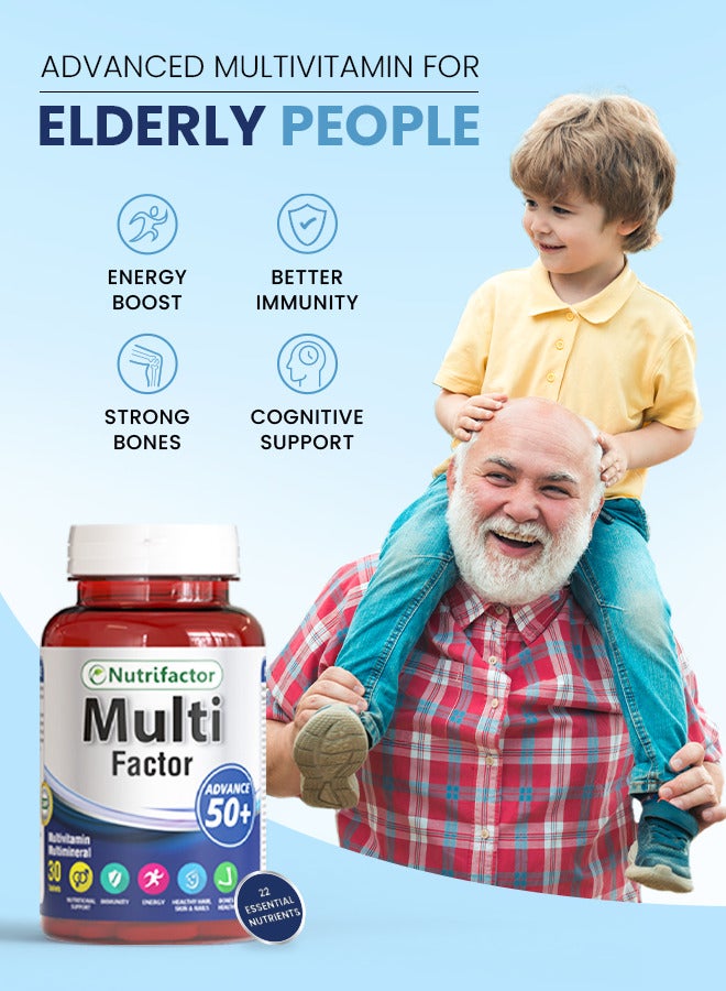 Multifactor Tablets Comprehensive Elderly Health and Well-Being Support for Immunity, Energy, and Bone Health - 30 Tablets