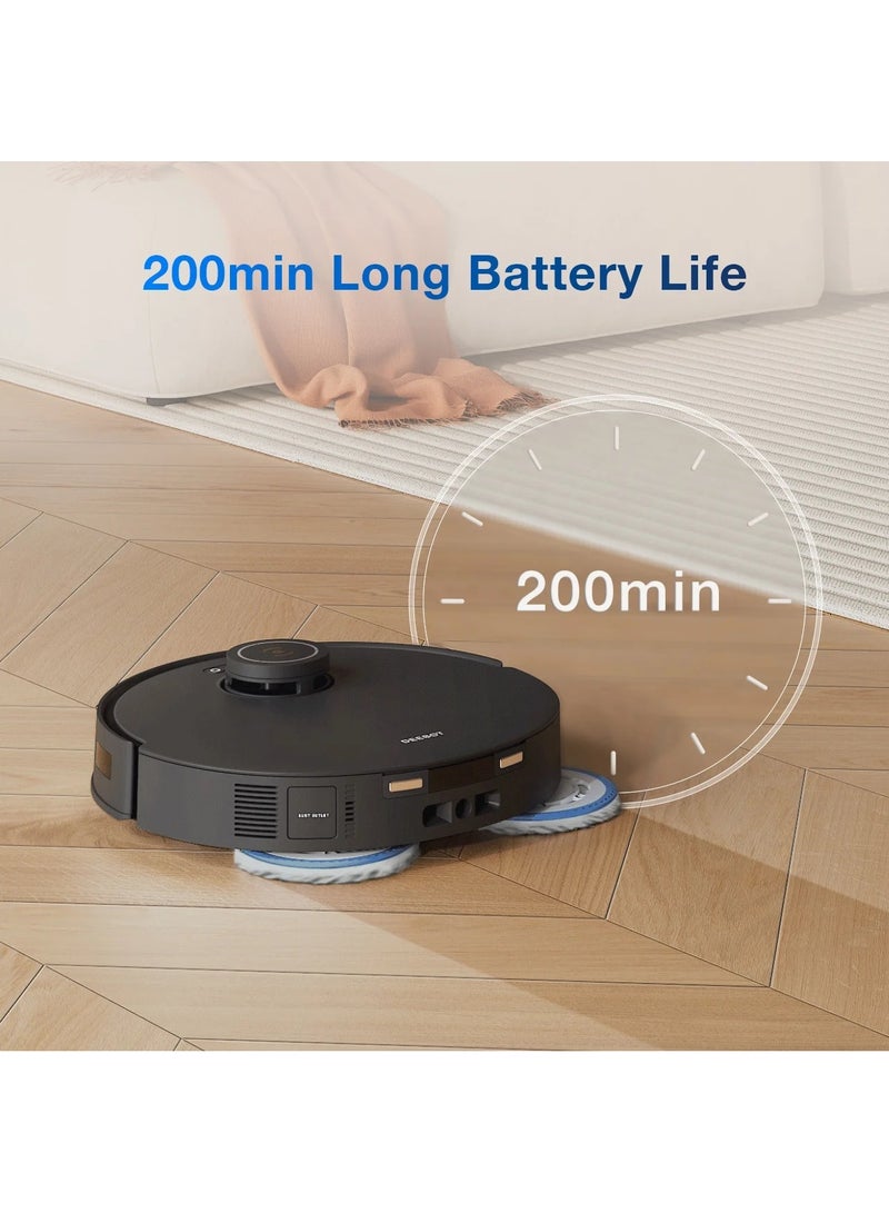 DEEBOT T30 PRO OMNI Robotic Vacuum Cleaner,11000 PA,TruEdge Mopping,ZeroTangle,70°C Water Washing,9mm Auto Mop-Lift,90 Days Dust Auto Empty,TrueDetect 3D 3.0,YIKO 2.0-Black 4 L 60 W DDX14 Black