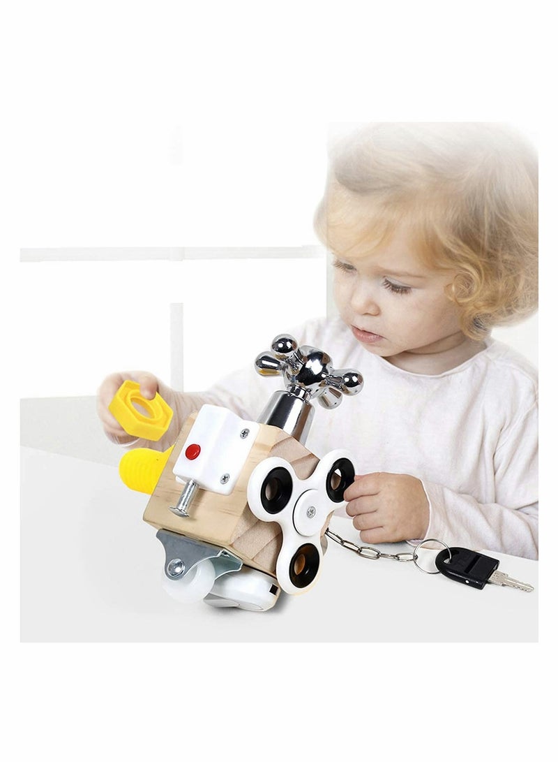 Busy Activity Cube for Travel Toddlers Kids Children Baby Busy Board Wooden Sorter Toy Montessori Toy Learning Basic Life Skills