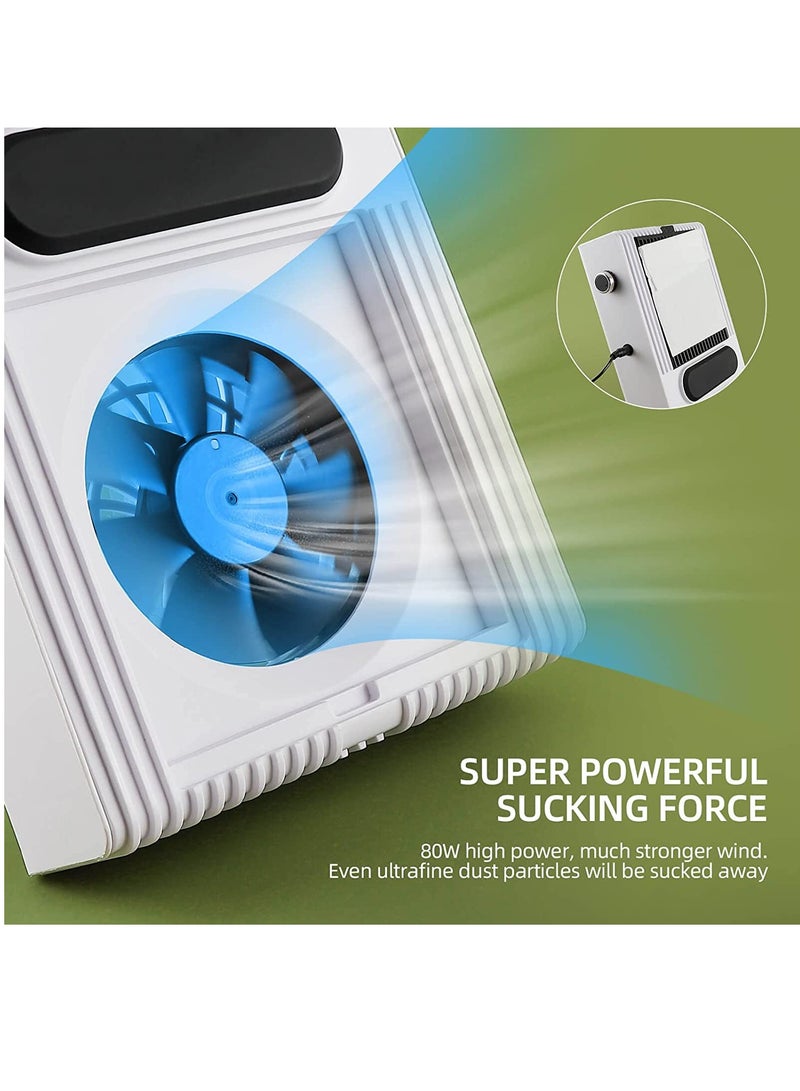 80W New Strong Power Nail Dust Collector Nail Fan Art Salon Suction Dust Collector Machine Vacuum Cleaner Fan UK Plug (858-1Pink)