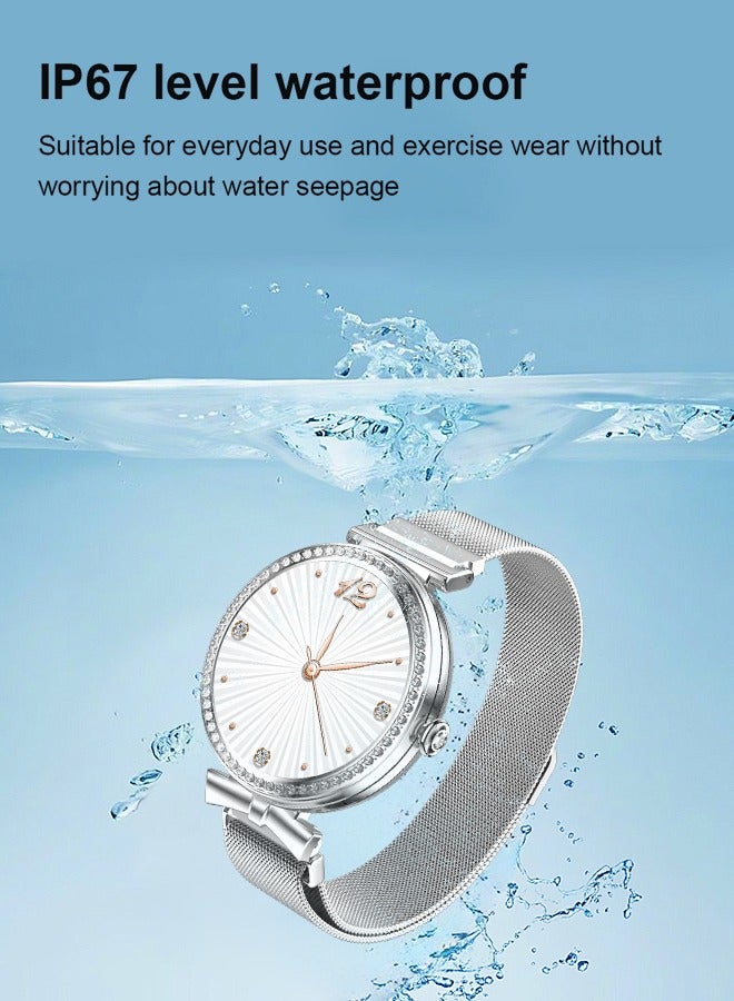 Korean Brand StellarLuxe Y3 Smart Watch for Women, Zinc Alloy Diamond Dial, Health/Sleep/Fitness Management, Bluetooth Calling, Compatible with Android & iOS, Perfect Gift