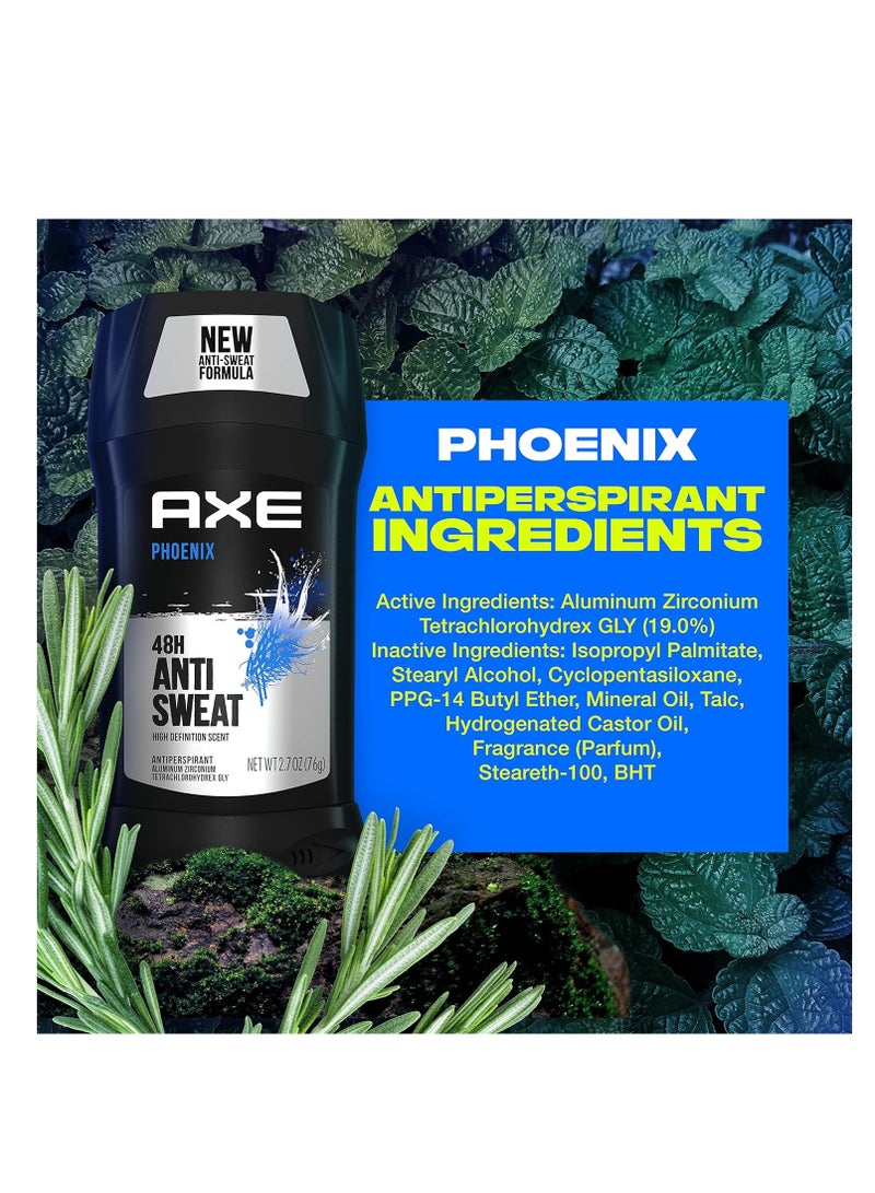 AXE Antiperspirant Deodorant for Men Phoenix 4PK 48H Sweat & Odor Protection for Long Lasting Freshness, Crushed Mint & Rosemary Men's Deodorant 2.7 oz