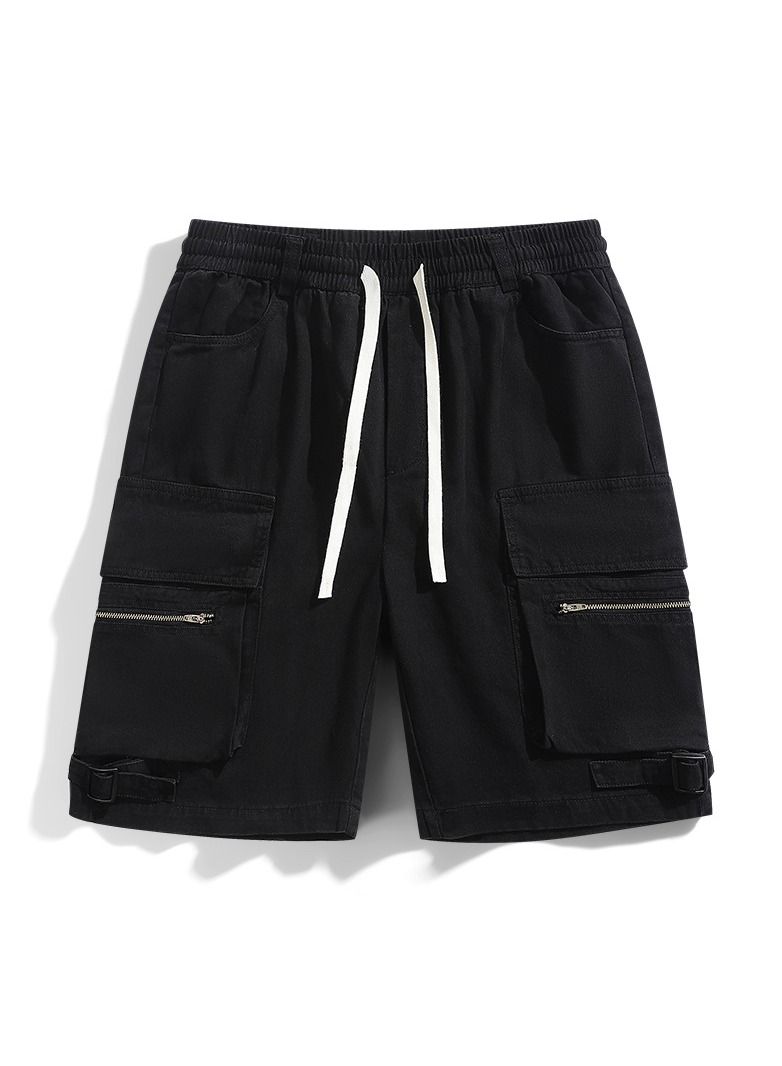 Men/ Women's Multi Pocket Work Shorts Black