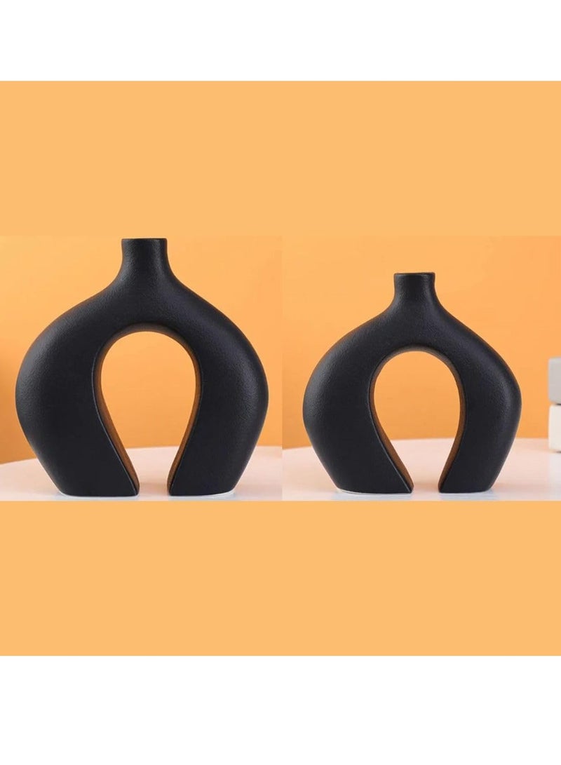 Set of 2 Inverted Y Shaped Vases | Black Modern Pampas Flower Vase, Minimalist Nordic Boho Ins Style Vase for Home Decor, Wedding, Dinners, Table, Events, Office & Gifting