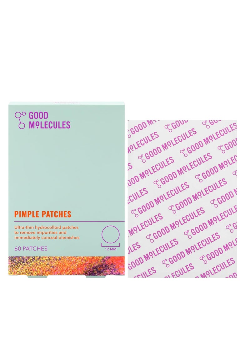 Good Molecules Pimple Patches (60 Patches) - Ultra-Thin Hydrocolloid Patches To Conceal Whiteheads, Blackheads And Blemishes, Target Ance and Impurities - Skin Care For Face With Cellulose And Pectin