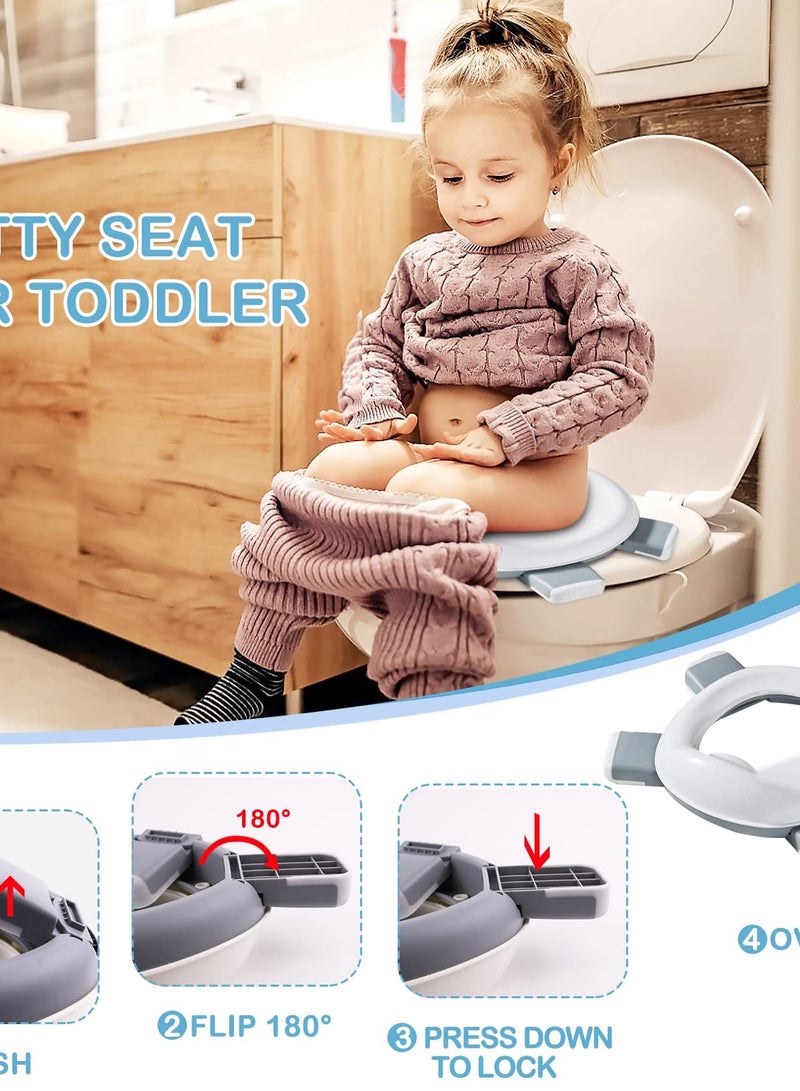 2-in-1 Portable Travel Potty, Foldable Toddler Travel Potty with Storage, Convenient Emergency Toilet for Car and Outdoor Use (Grey)