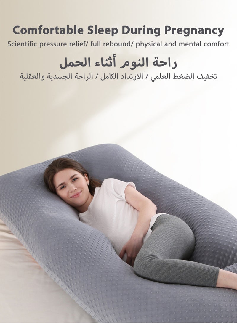 U Shaped Full Body Pillow for Pregnancy Sleeping Support, Maternity Pillow for Pregnant Women Back, Hips, Legs, Belly, with Removable Velvet Cover 170*90*65 CM