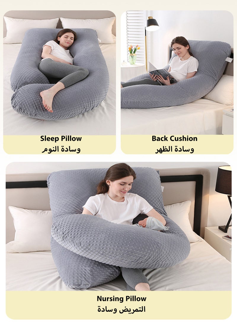 U Shaped Full Body Pillow for Pregnancy Sleeping Support, Maternity Pillow for Pregnant Women Back, Hips, Legs, Belly, with Removable Velvet Cover 170*90*65 CM