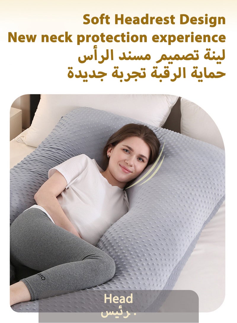 U Shaped Full Body Pillow for Pregnancy Sleeping Support, Maternity Pillow for Pregnant Women Back, Hips, Legs, Belly, with Removable Velvet Cover 170*90*65 CM