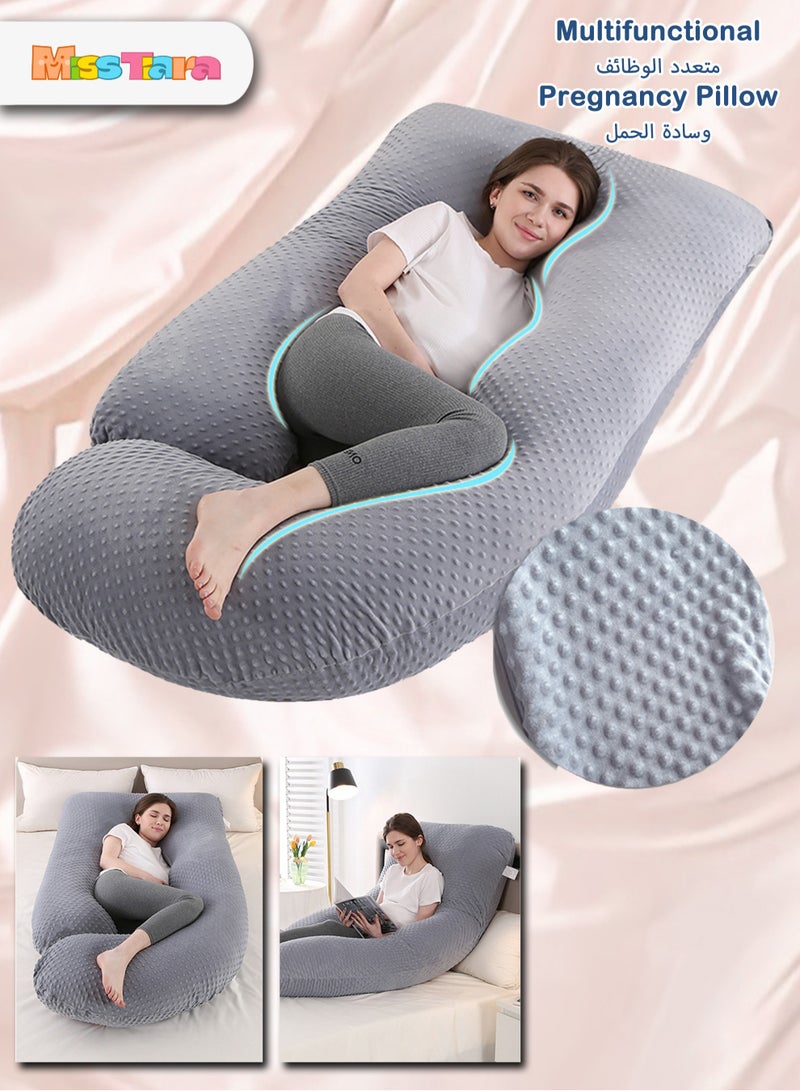 U Shaped Full Body Pillow for Pregnancy Sleeping Support, Maternity Pillow for Pregnant Women Back, Hips, Legs, Belly, with Removable Velvet Cover 170*90*65 CM