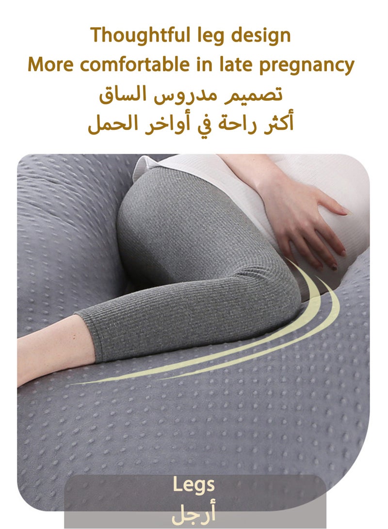 U Shaped Full Body Pillow for Pregnancy Sleeping Support, Maternity Pillow for Pregnant Women Back, Hips, Legs, Belly, with Removable Velvet Cover 170*90*65 CM