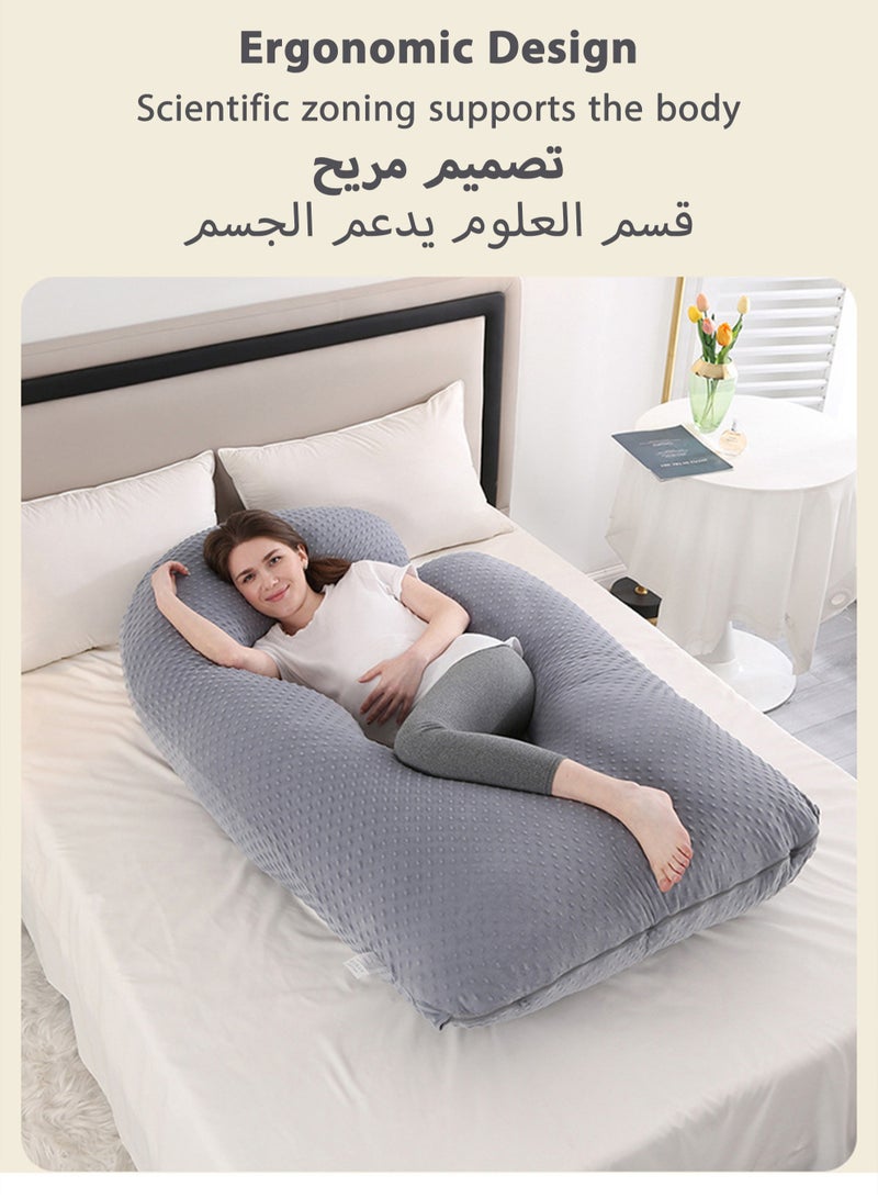 U Shaped Full Body Pillow for Pregnancy Sleeping Support, Maternity Pillow for Pregnant Women Back, Hips, Legs, Belly, with Removable Velvet Cover 170*90*65 CM