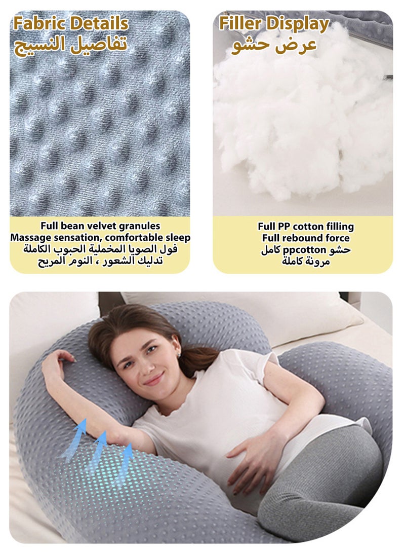 U Shaped Full Body Pillow for Pregnancy Sleeping Support, Maternity Pillow for Pregnant Women Back, Hips, Legs, Belly, with Removable Velvet Cover 170*90*65 CM