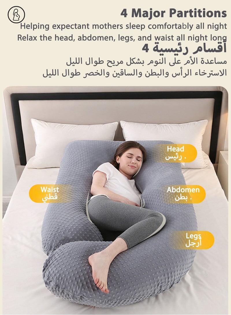 U Shaped Full Body Pillow for Pregnancy Sleeping Support, Maternity Pillow for Pregnant Women Back, Hips, Legs, Belly, with Removable Velvet Cover 170*90*65 CM