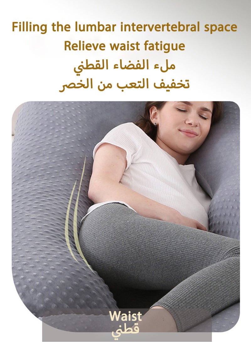 U Shaped Full Body Pillow for Pregnancy Sleeping Support, Maternity Pillow for Pregnant Women Back, Hips, Legs, Belly, with Removable Velvet Cover 170*90*65 CM