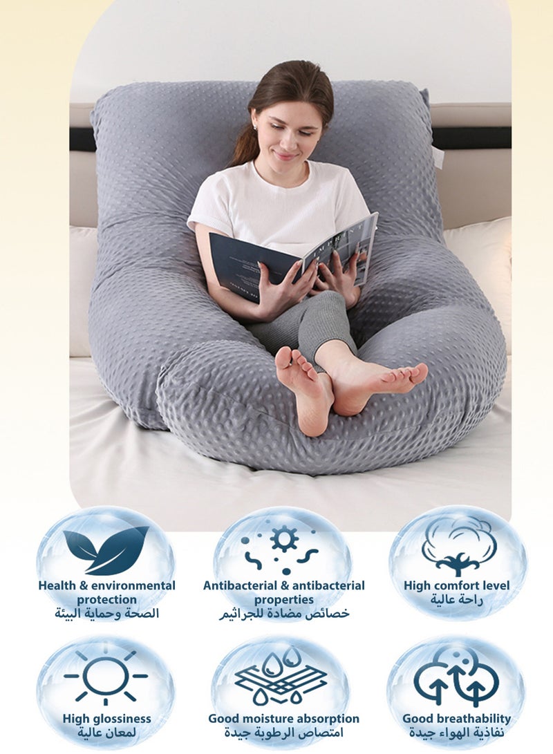 U Shaped Full Body Pillow for Pregnancy Sleeping Support, Maternity Pillow for Pregnant Women Back, Hips, Legs, Belly, with Removable Velvet Cover 170*90*65 CM