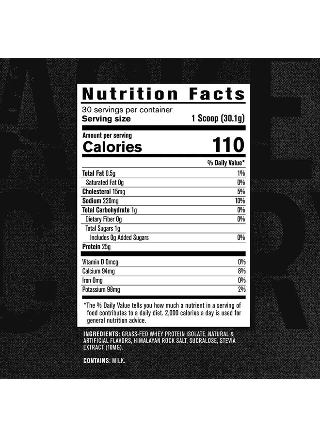 Authentic ISO Grass Fed Whey Protein Isolate Powder - Low Carb, Non-GMO Muscle Building Protein w/No Fillers, Mixes Perfectly for Post Workout Recovery, Vanilla - 2LB, 30 SV