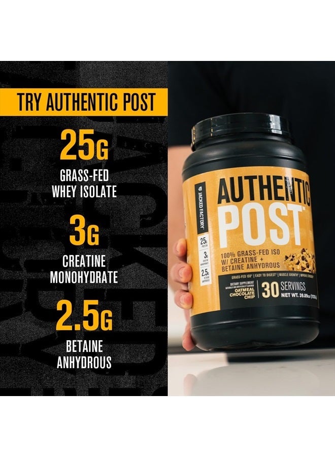 Authentic ISO Grass Fed Whey Protein Isolate Powder - Low Carb, Non-GMO Muscle Building Protein w/No Fillers, Mixes Perfectly for Post Workout Recovery, Vanilla - 2LB, 30 SV