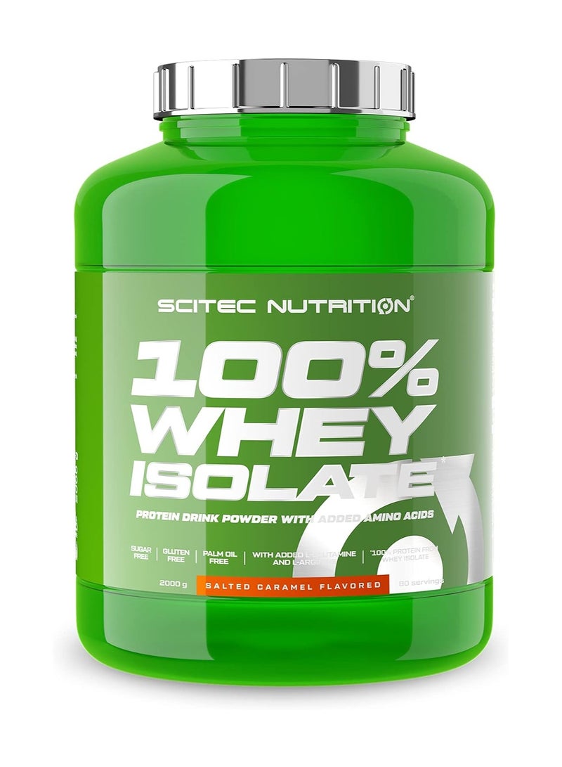 Scitec Nutrition 100% Whey Isolate, Flavored Drink Powder with Whey Protein Isolate, L-Glutamine, L-Arginine and Sweeteners, Sugar-Free, Gluten-Free and Palm Oil-Free, 2 kg, Salted Caramel