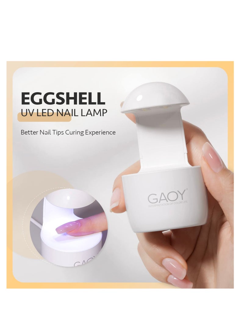 GAOY Mini UV Light for Gel Nails, Small Nail Cure Light, Eggshell LED Nail Lamp, USB Nail Dryer for Fast Curing, White