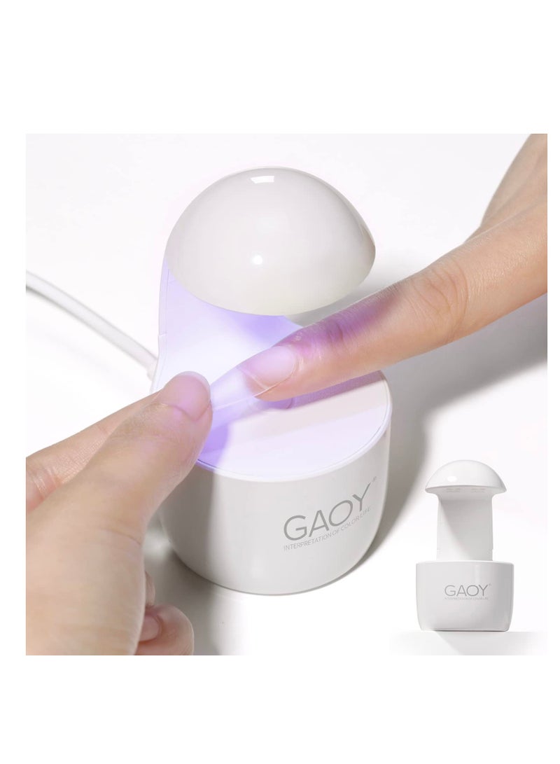 GAOY Mini UV Light for Gel Nails, Small Nail Cure Light, Eggshell LED Nail Lamp, USB Nail Dryer for Fast Curing, White