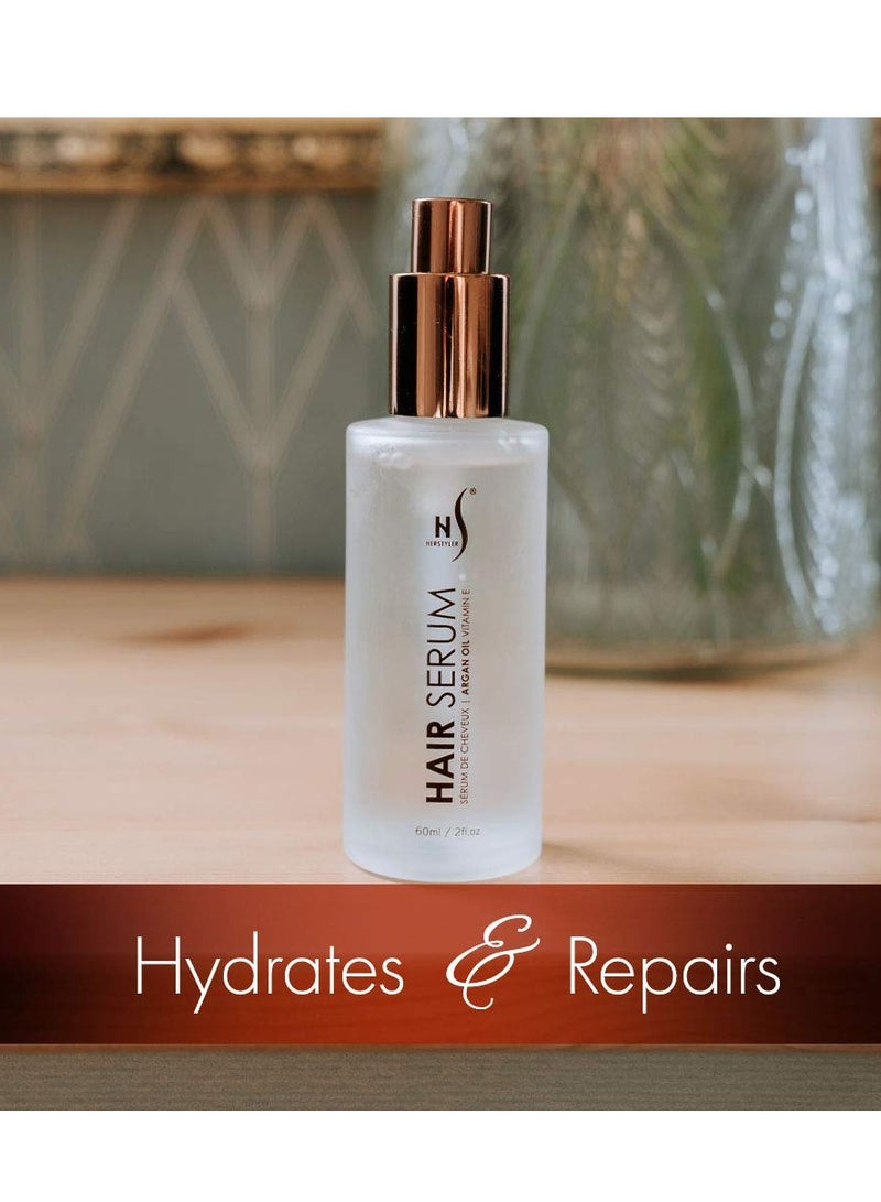 HerStyler Hair Repair Serum - Argan Oil Hair Serum for Frizz Control, Shine and Straightening - Serum for Hair with Vitamin E and Aloe Vera - 2 Fl. Oz. / 60 Ml