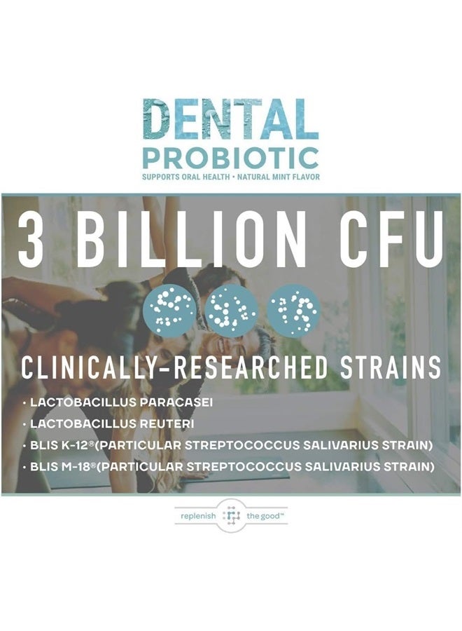 Dental Probiotic | Vegan Supplements w/BLIS K12 & M18 | Boosts Oral Health | Fights Bad Breath (Halitosis), Tooth Decay, Strep Throat | 30 Sugar-Free Chewable Tablets (Mint Flavor)
