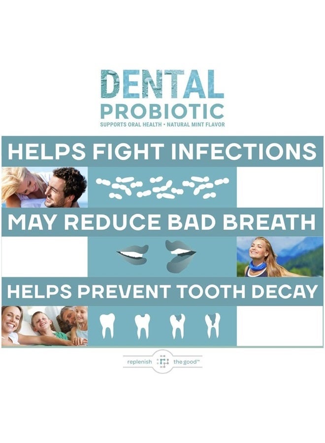 Dental Probiotic | Vegan Supplements w/BLIS K12 & M18 | Boosts Oral Health | Fights Bad Breath (Halitosis), Tooth Decay, Strep Throat | 30 Sugar-Free Chewable Tablets (Mint Flavor)