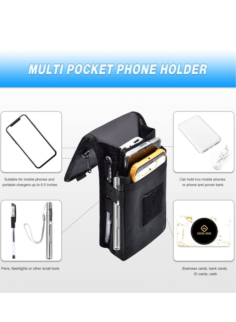 Double Pocket Phone Holster Belt Phone Bag Multi Purpose Tool For Work Hiking Camping