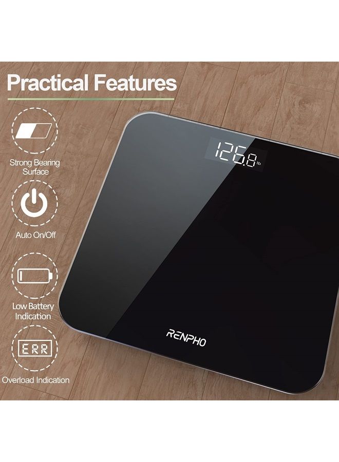 Digital Bathroom Scale, Highly Accurate With Lighted Led Display, Round Corner Design, 400 Lb, Black-core 1s