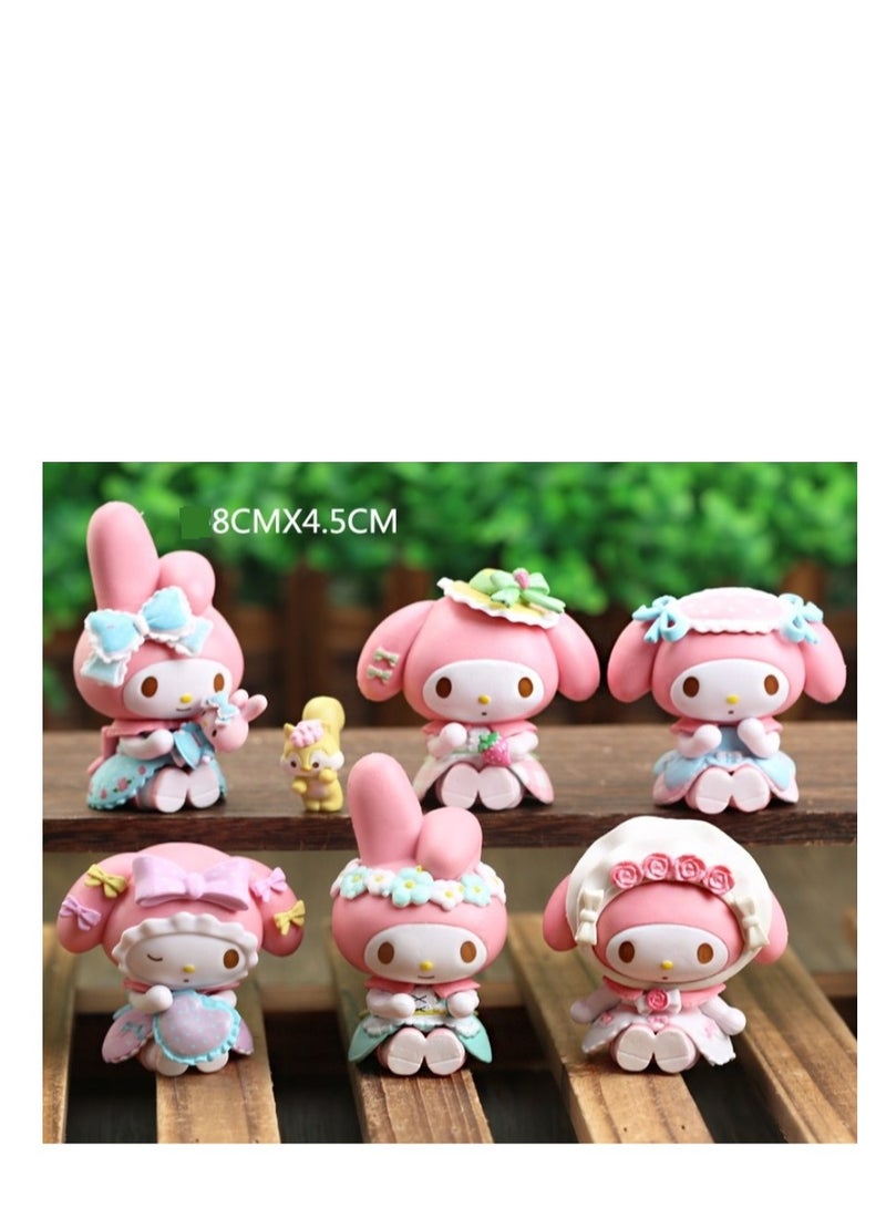 6 Pack Kawaii Sanrio Figure My Melody  kuromi Figure Birthday Party Supplies, Cinnamon Cupcake Toppers, Cute Mini Figure Toys  Birthday Party Favor For Kids Fans Collection Bouquet Desk Decor