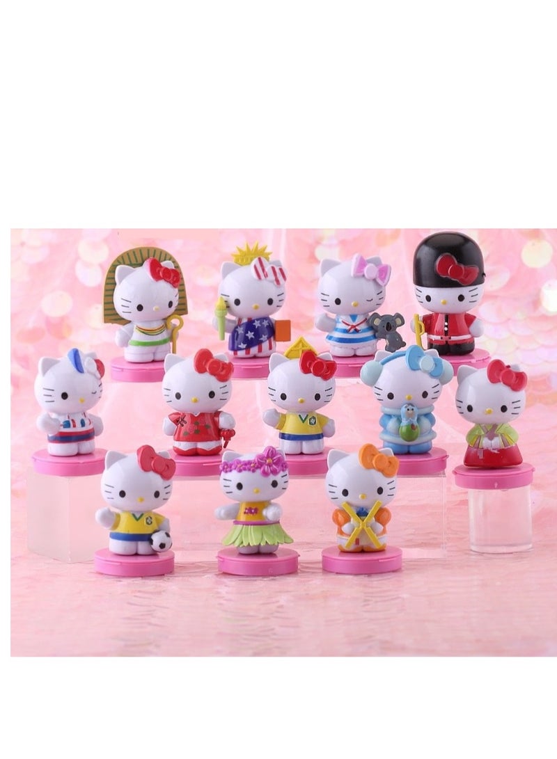 12 Pack Kawaii Sanrio Figure Hello Kitty Figure Birthday Party Supplies, Cinnamon Cupcake Toppers, Cute Mini Figure Toys  Birthday Party Favor For Kids Fans Collection Bouquet Desk Decor