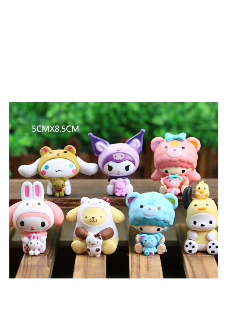 7 Pack Kawaii Sanrio Figure My Melody  kuromi Figure Birthday Party Supplies, Cinnamon Cupcake Toppers, Cute Mini Figure Toys  Birthday Party Favor For Kids Fans Collection Bouquet Desk Decor