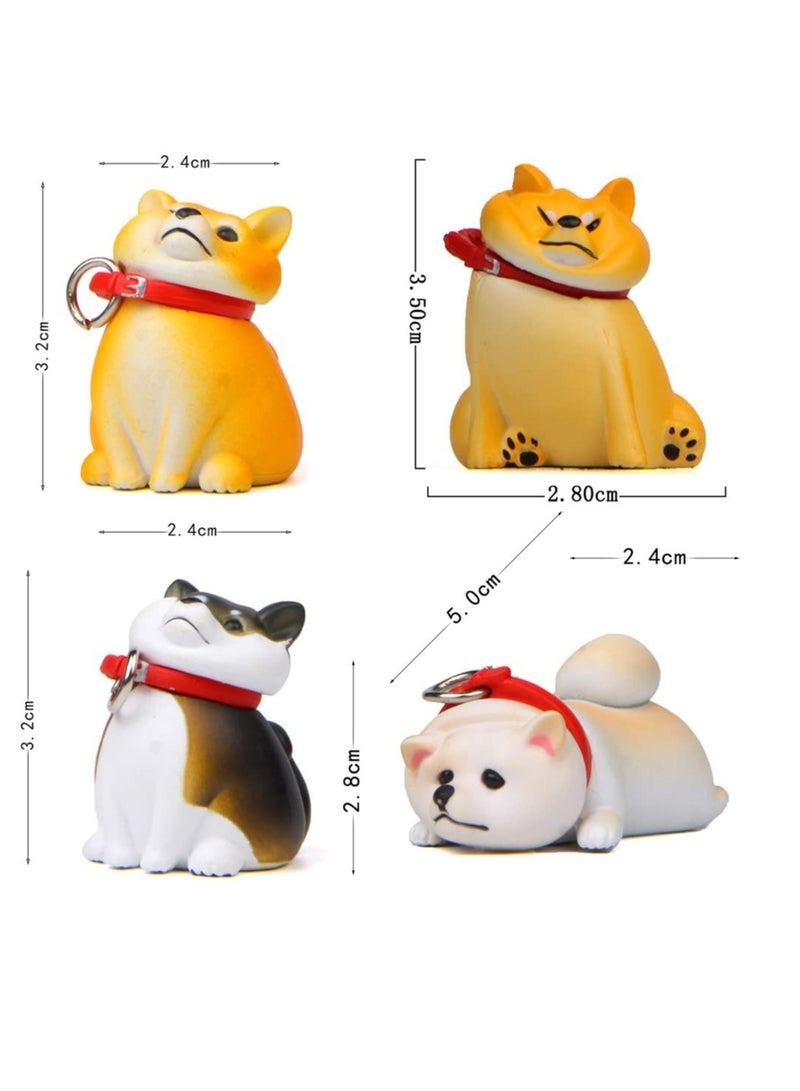 Mini Shiba Dog Figurine, 4 pieces Cute Shiba Inu Ornaments Set, Dog Cake Toppers, Dog Toys for Kids, Shiba Inu Statue Toy, For Birthday, Gift, Educational Children, Learning Toys