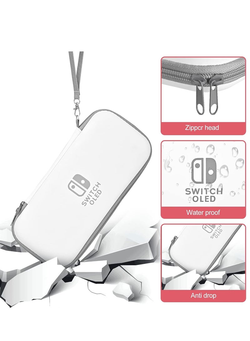 Carrying Case for Nintendo Switch & Switch OLED,Compact and Portable Storage Set with Tempered Film, Switch OLED Crystal case, Thumb Grip Accessories