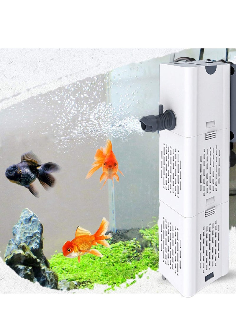 Fish Tank Filter 4-in-1 Internal Aquarium Filter,500-1800L/H Submersible Water Filter Pump Multifunctional Filter Water Pump for Betta, Turtle, Pond Fish, Garden.  (6W 134GPH (500L/H))