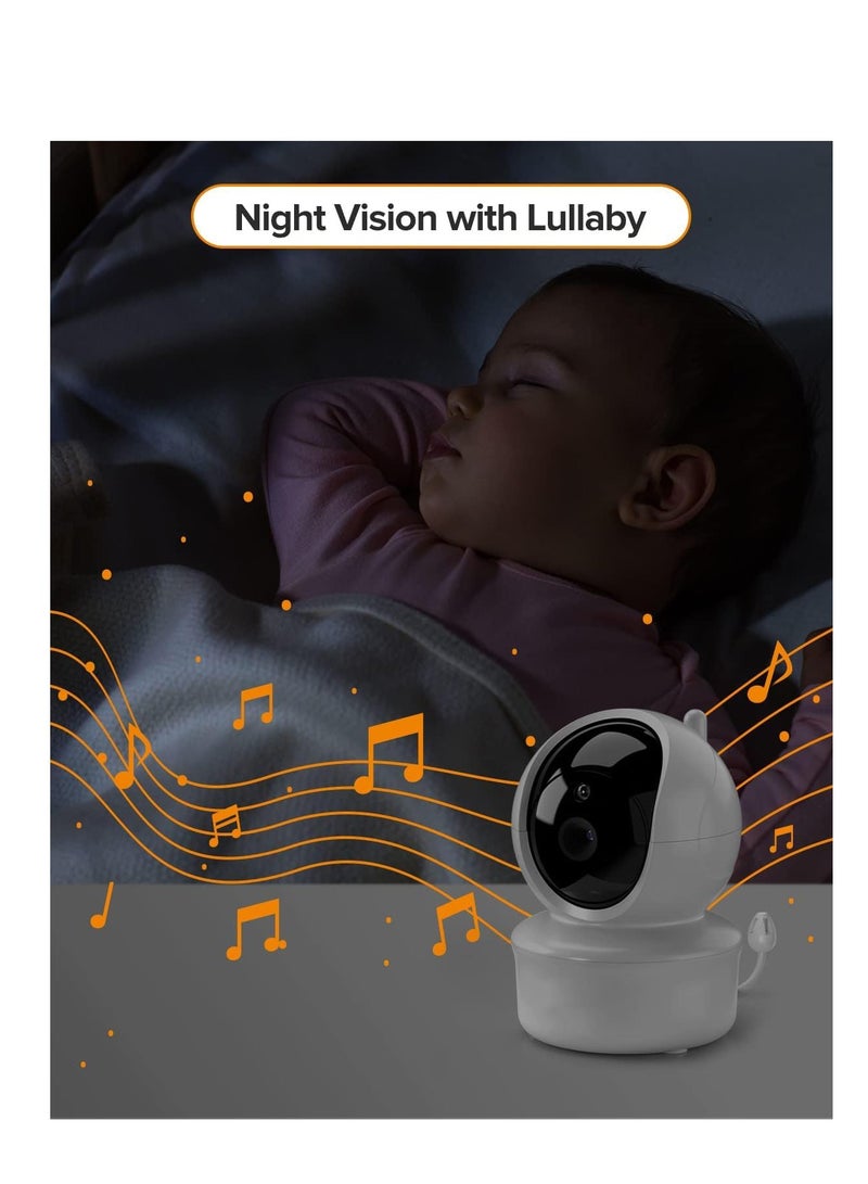 Baby Monitor, 5” Large Display Video Baby Monitor with Remote Pan-Tilt-Zoom, Infrared Night Vision, Temperature Display, Lullaby, Two Way Audio, 960ft Range Baby Monitor with Camera and Audio