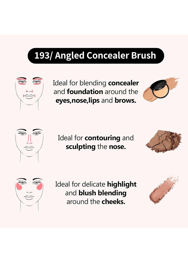 Concealer Brush, Under Eye Makeup Small Angled Precision Face Blending Brush, Eye Liquid Cream Foundation Concealer for Dark Circles, Make up Nose Contour Applicator Vegan