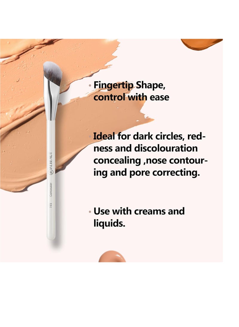 Concealer Brush, Under Eye Makeup Small Angled Precision Face Blending Brush, Eye Liquid Cream Foundation Concealer for Dark Circles, Make up Nose Contour Applicator Vegan