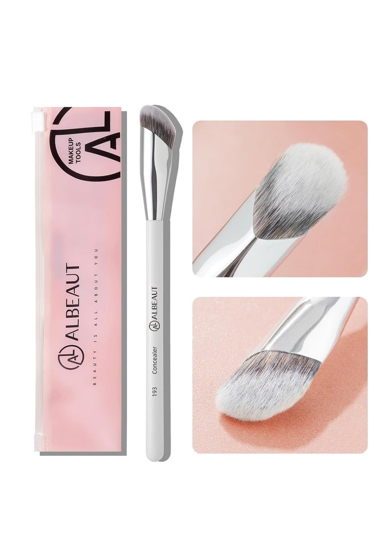 Concealer Brush, Under Eye Makeup Small Angled Precision Face Blending Brush, Eye Liquid Cream Foundation Concealer for Dark Circles, Make up Nose Contour Applicator Vegan