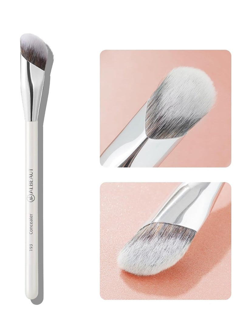 Concealer Brush, Under Eye Makeup Small Angled Precision Face Blending Brush, Eye Liquid Cream Foundation Concealer for Dark Circles, Make up Nose Contour Applicator Vegan