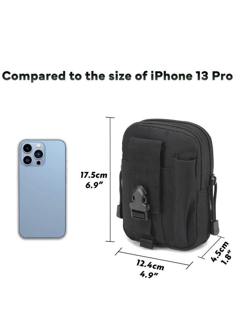 Tactical Waist Pouch, MOLLE EDC Pouch, Outdoor Man Waist Bag with Phone Belt Clip Holder Holster Carrying Pouch for Smartphone