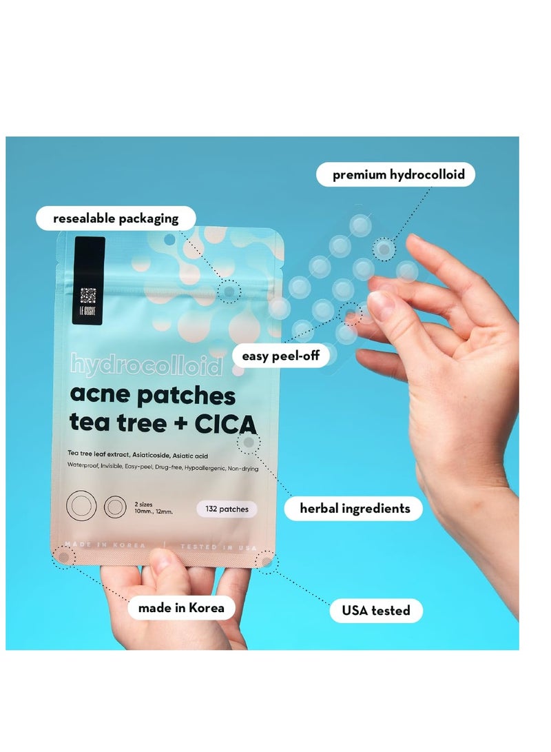 LE GUSHE K-BEAUTY Pimple Patches for Face (132 dots) - Hydrocolloid Acne Patch for Zits and Blemishes - Invisible Blemish Patches | Spot Cover Stickers for Glowing Skin | Korean Skin Care