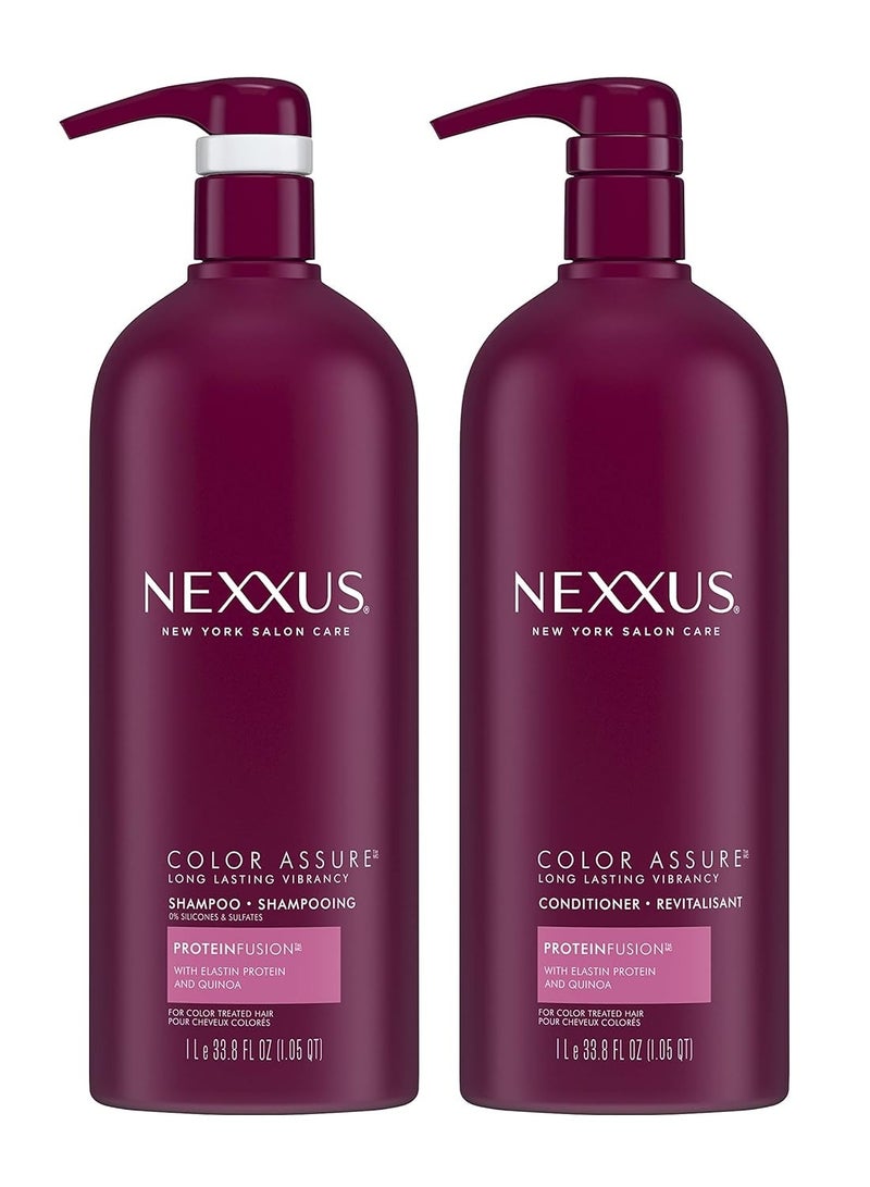 Nexxus Color Assure Shampoo and Conditioner Color Assure 2 Count for Color Treated Hair Enhance Color Vibrancy for Up to 40 Washes 33.8 Fl.oz