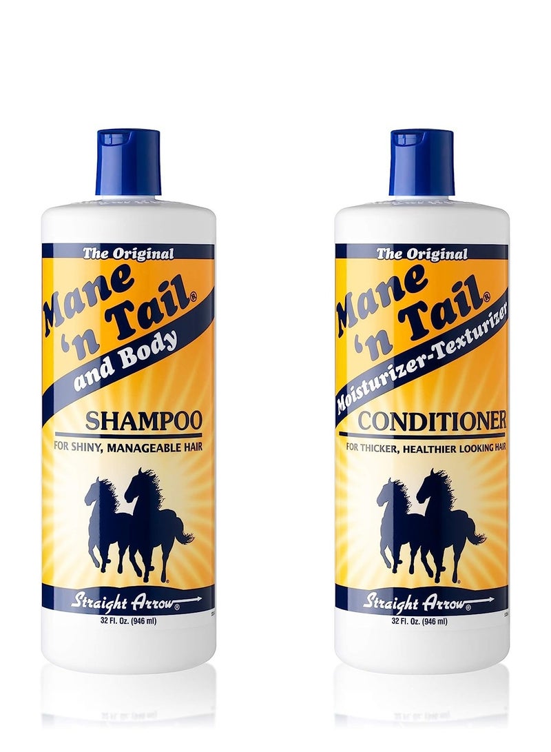 Mane 'N Tail Shampoo & Conditioner Combo Set (32 oz Each) For Horses and Humans For A 