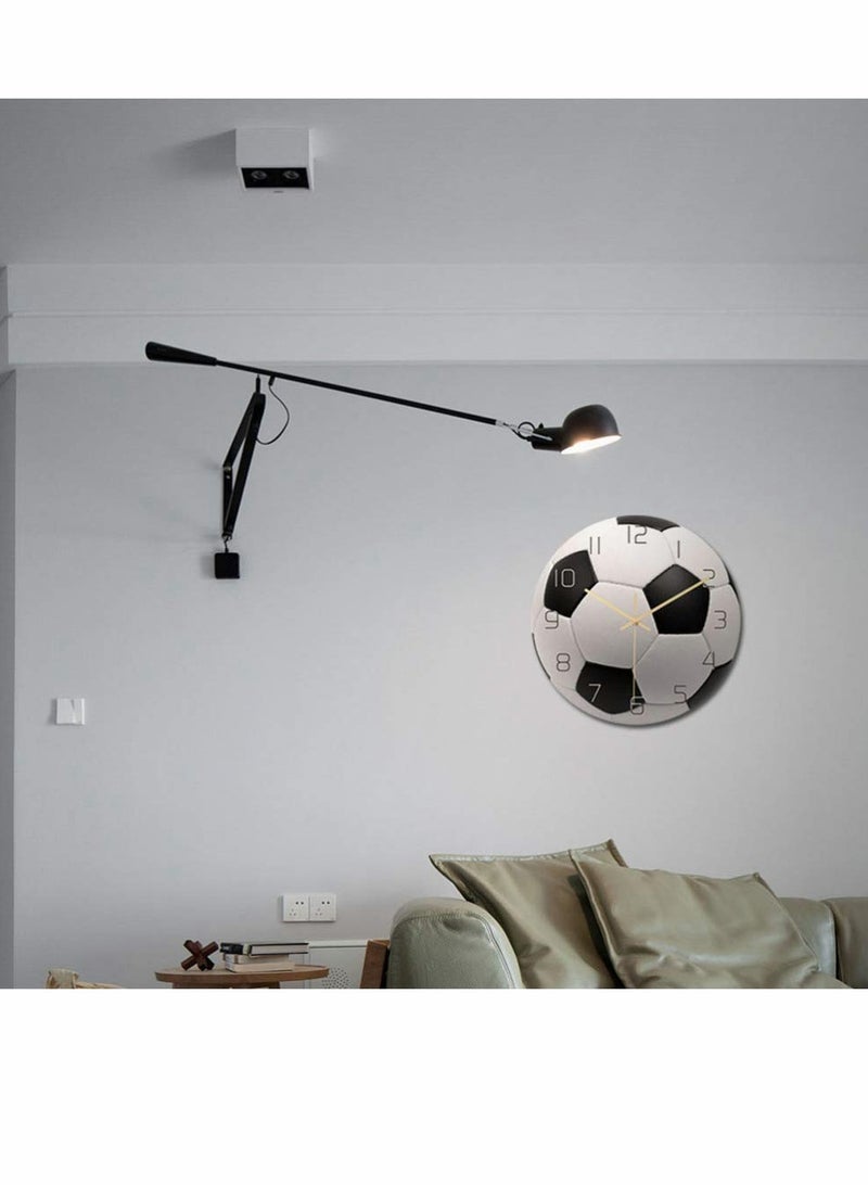 Sports Wall Clock Soccer Mute Wall Clock Decorative Silent Clock for Living Room Bedroom Kids Room