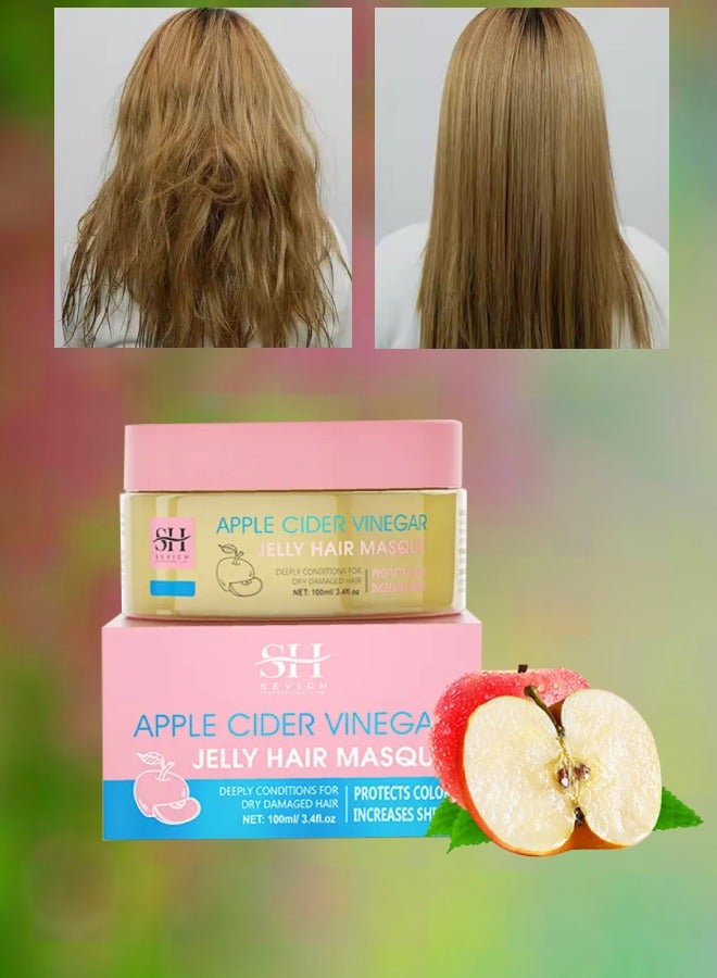 100ml Apple Cider Vinegar Jelly Hair Masque Hair Growth Cleansing Scrub Repair and Damaged Hair Repair Mask Keratin Hair Mask Hair Care Conditioner