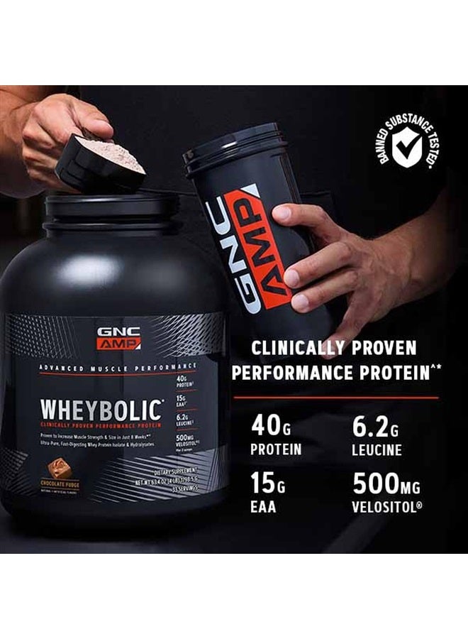 AMP Wheybolic Protein Powder | Targeted Muscle Building and Workout Support Formula | Pure Whey Protein Powder Isolate with BCAA | Gluten Free | Chocolate Fudge | 33 Servings